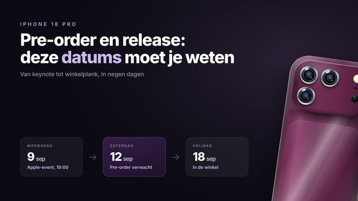 Tijdlijn van de iPhone 18 Pro: Apple-event op 9 september, pre-order verwacht op 12 september, winkelrelease op 18 september (eigen weergave)