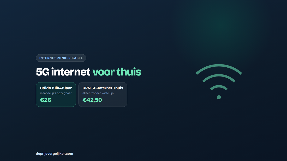 5G internet voor thuis vergelijken: Odido Klik&Klaar 26 euro per maand tegenover KPN 5G-Internet Thuis 42,50 euro per maand